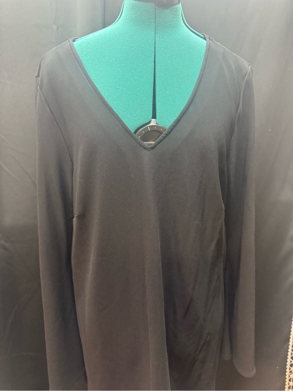 Boston Proper Black V-Neck Long Sleeve Top